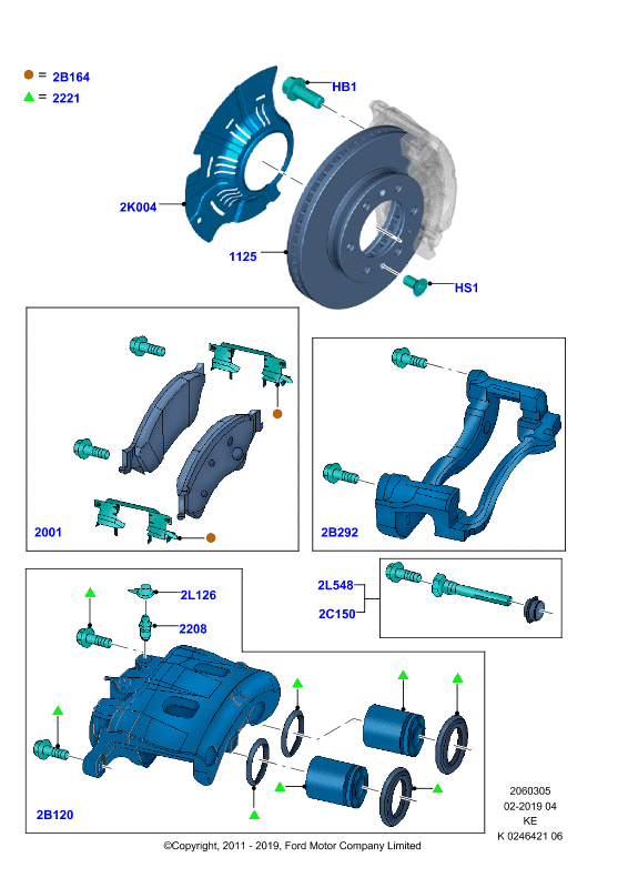 FORD 1723538 - Комплект спирачно феродо, дискови спирачки vvparts.bg