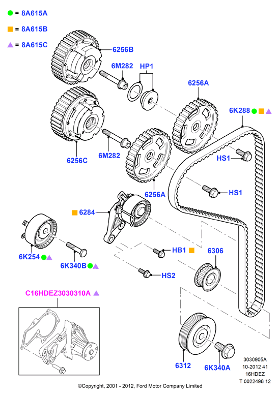 FORD 1672144 - Комплект ангренажен ремък vvparts.bg