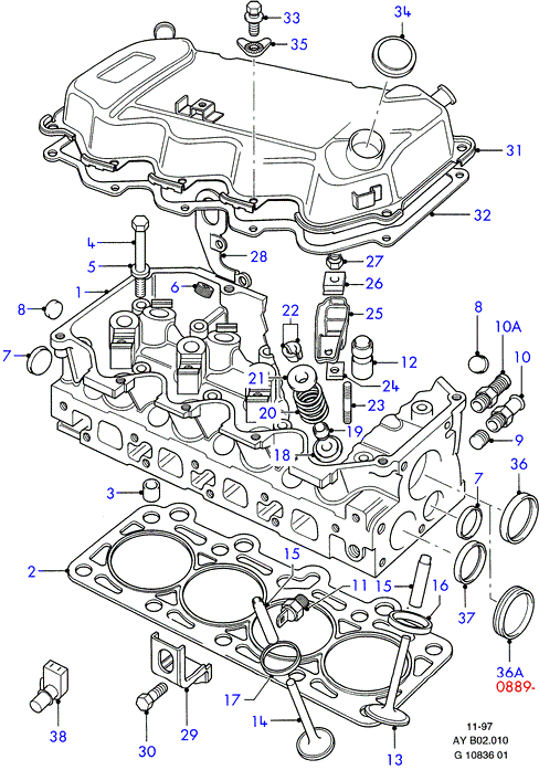 FORD 6 163 883 - Гумичка на клапан, уплътн. пръстен, стъбло на кл. vvparts.bg