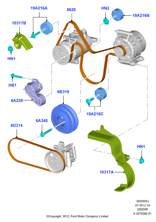 FORD 1420513 - Ремъчен обтегач, пистов ремък vvparts.bg