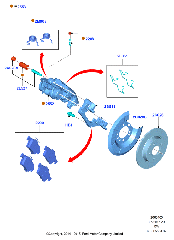 FORD 1 809 458 - Комплект спирачно феродо, дискови спирачки vvparts.bg