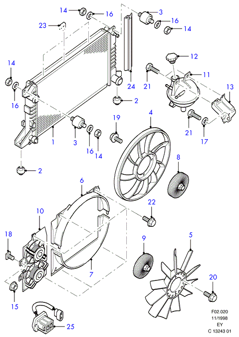 FORD 1 671 777 - Радиатор, охлаждане на двигателя vvparts.bg