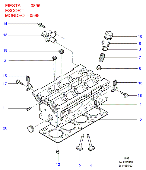 FORD 6 847 748 - Гарнитура, цилиндрова глава vvparts.bg