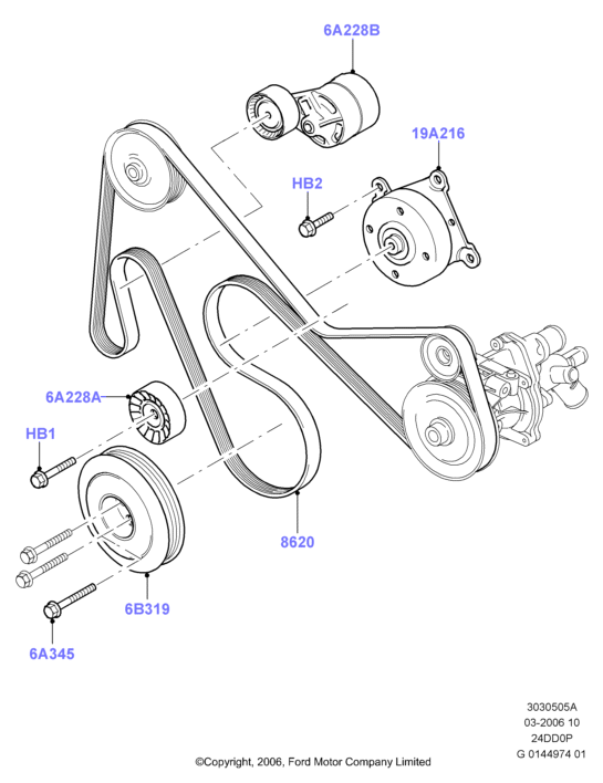 FORD 1445915 - Паразитна / водеща ролка, пистов ремък vvparts.bg