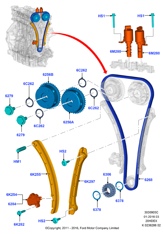 FORD 5 109 950 - Комплект ангренажна верига vvparts.bg