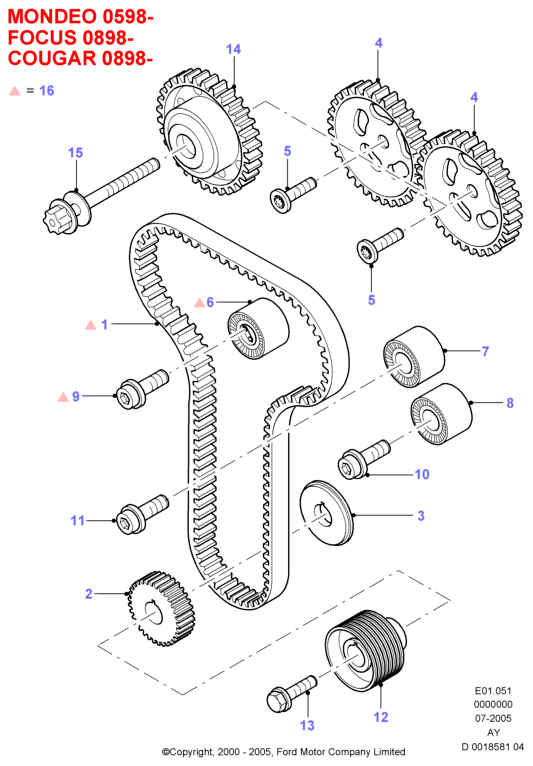 FORD USA 1037660 - Ангренажен ремък vvparts.bg