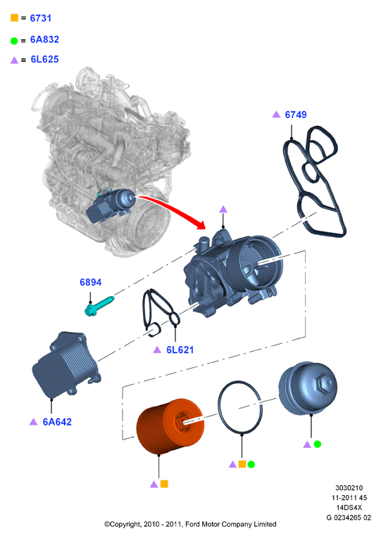 FORD 1703252 - Маслен радиатор, двигателно масло vvparts.bg