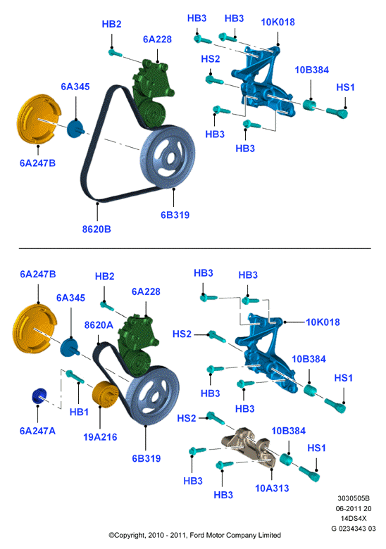 FORD 1624447 - Паразитна / водеща ролка, пистов ремък vvparts.bg