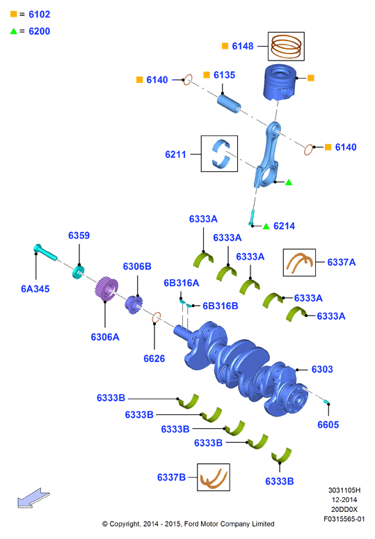 FORD 1250298 - Комплект ангренажен ремък vvparts.bg