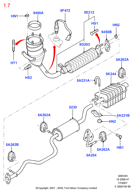 FORD 1073466 - Уплътнение, изпускателни тръби vvparts.bg