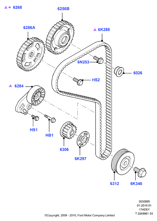 FORD 1203767 - Комплект ангренажен ремък vvparts.bg