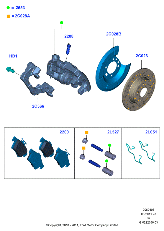 FORD 1805813 - Комплект спирачно феродо, дискови спирачки vvparts.bg