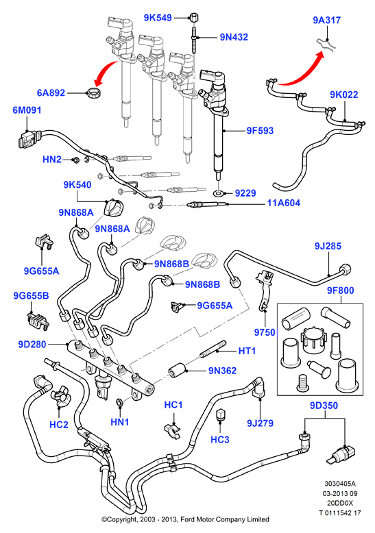 FORD 1250976 - Ремонтен к-кт, дюзодържач vvparts.bg