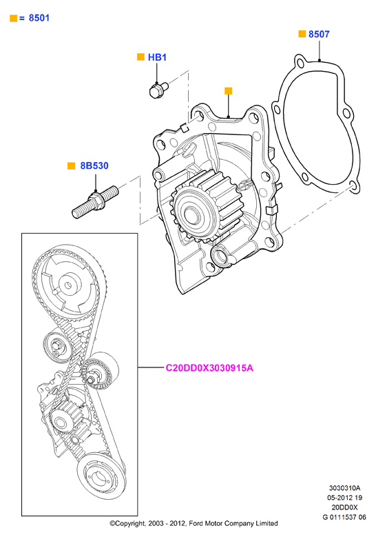 FORD 1870053 - Водна помпа+ к-кт ангренажен ремък vvparts.bg