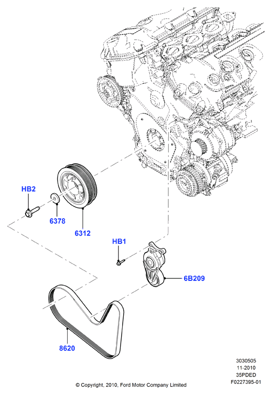 FORD USA BT4Z 8620-A - Пистов ремък vvparts.bg