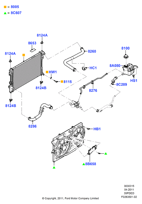 Lincoln 9C3Z 8101 B - Капачка, резервоар за охладителна течност vvparts.bg