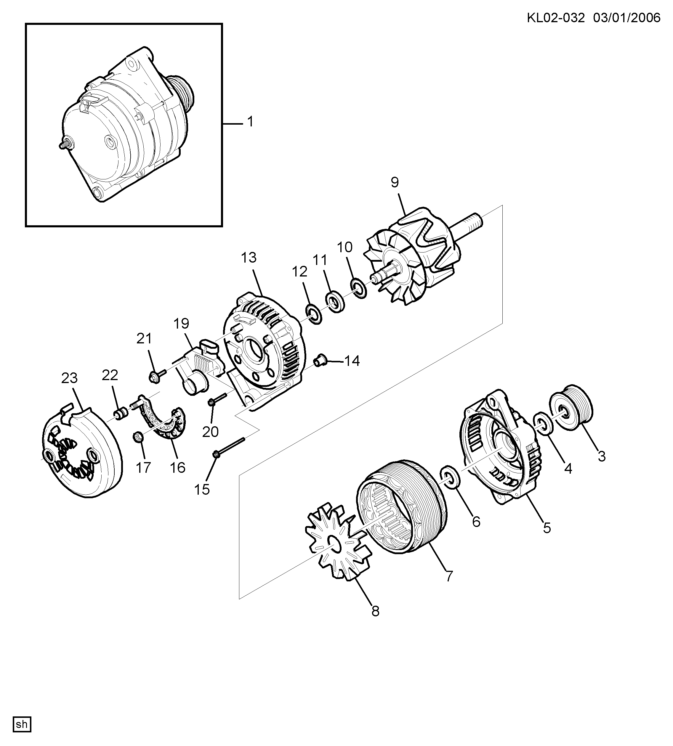 Vauxhall 96988215 - Генератор vvparts.bg