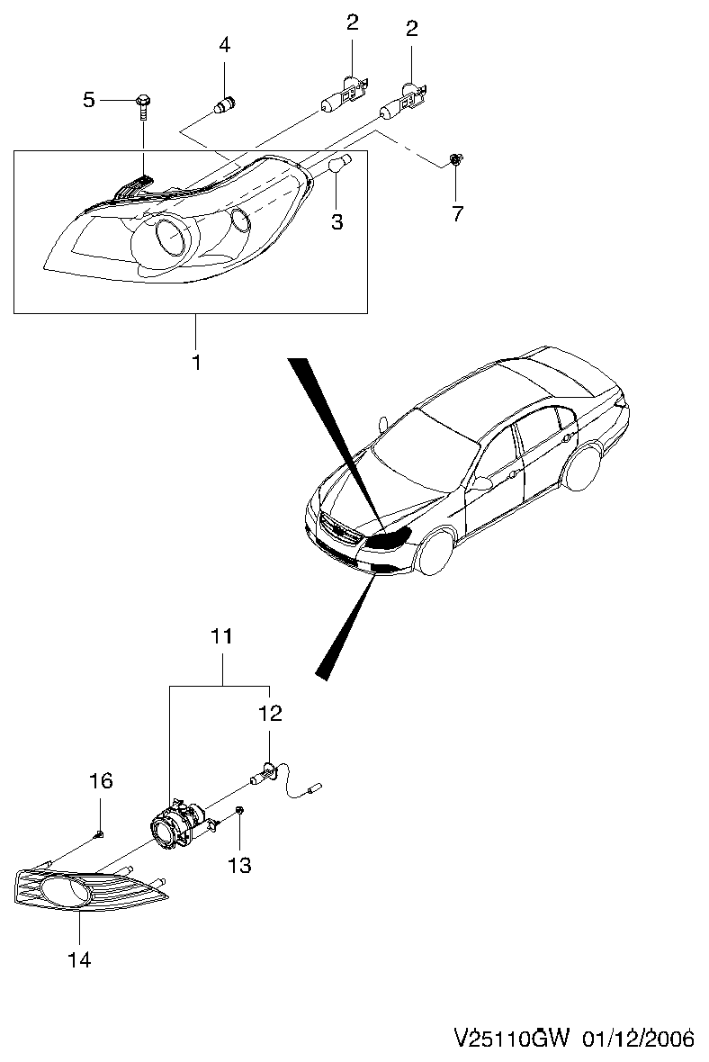 DAEWOO 94535553 - Крушка с нагреваема жичка, фар за мъгла vvparts.bg