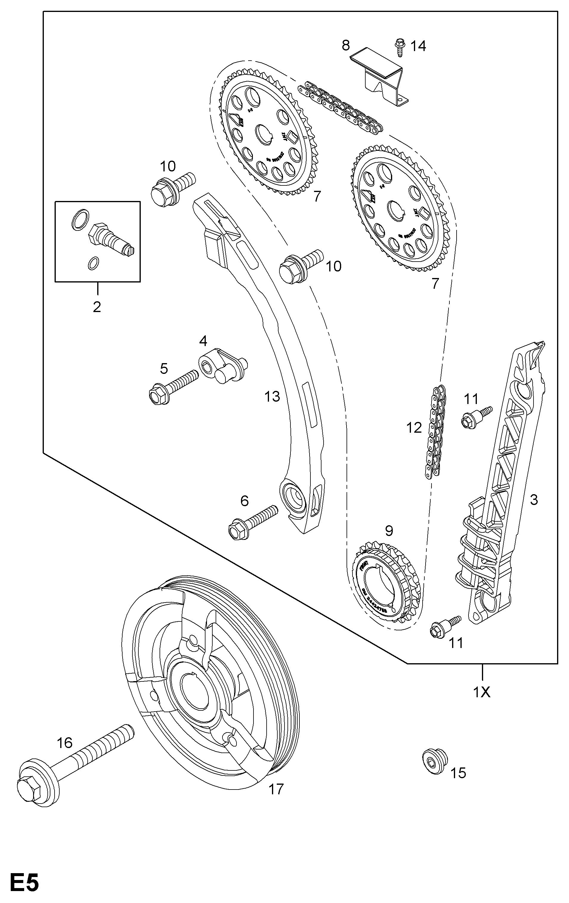 Opel 2005 129 - Комплект ангренажна верига vvparts.bg