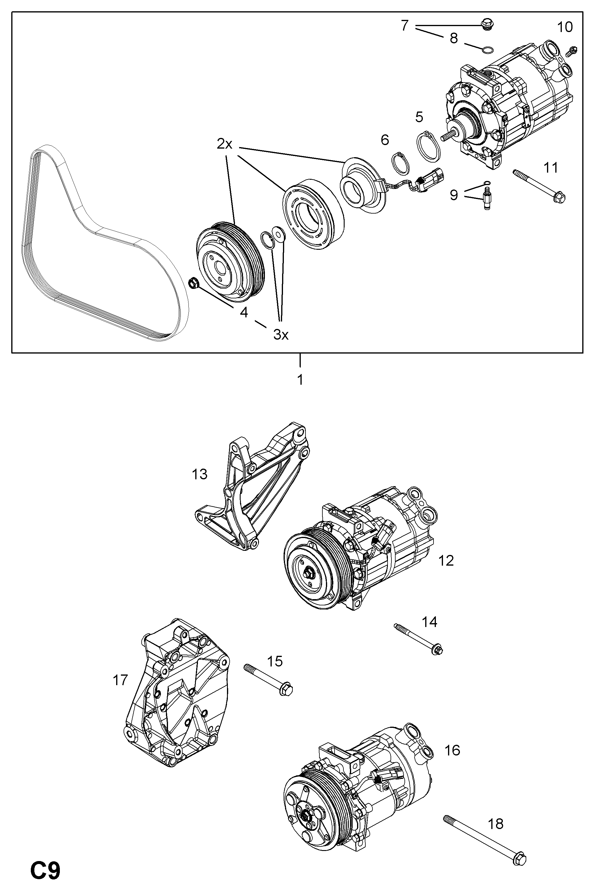 Cadillac 12759394 - Компресор, климатизация vvparts.bg