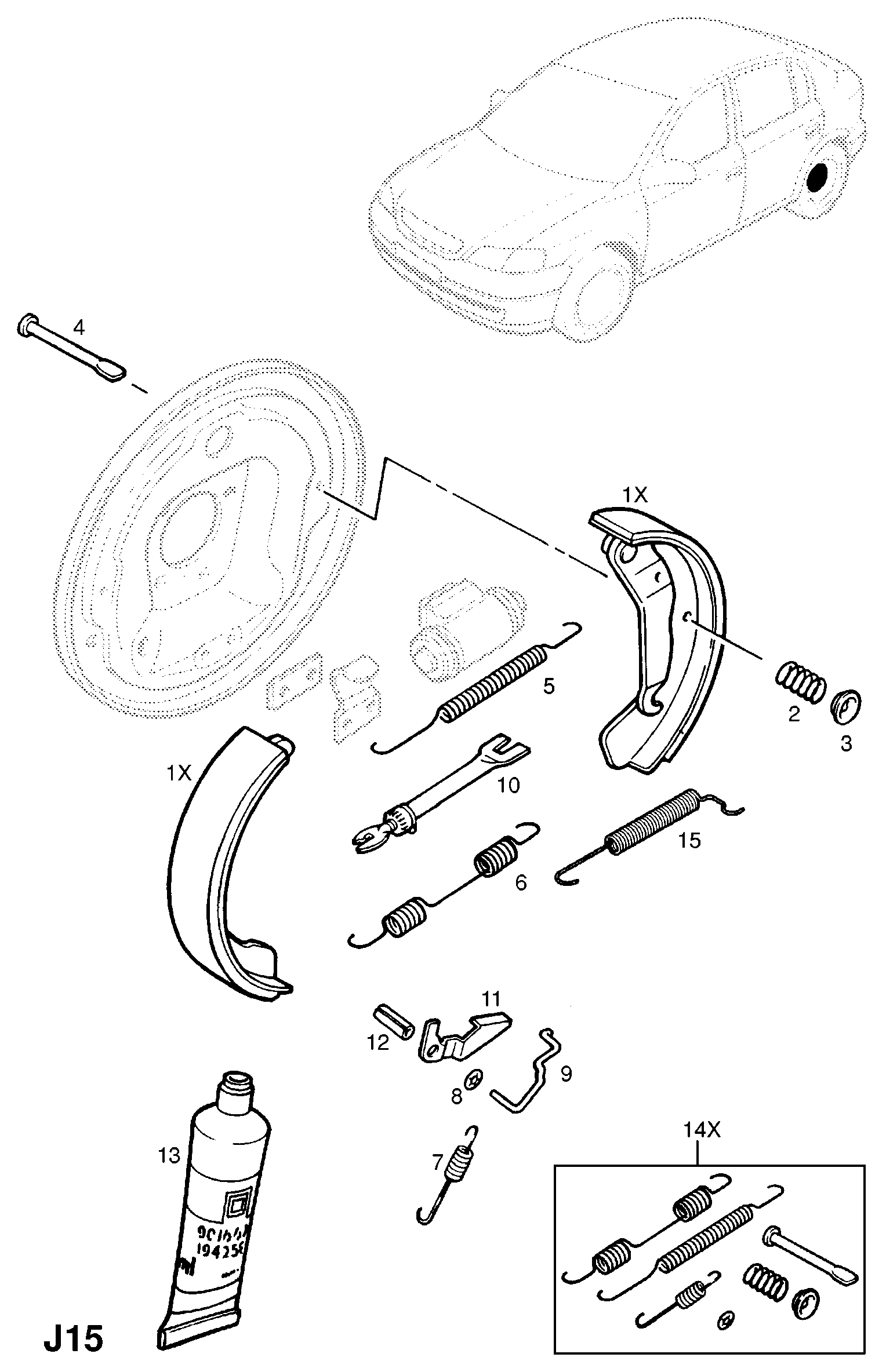 Chevrolet 16 05 920 - Комплект спирачна челюст vvparts.bg