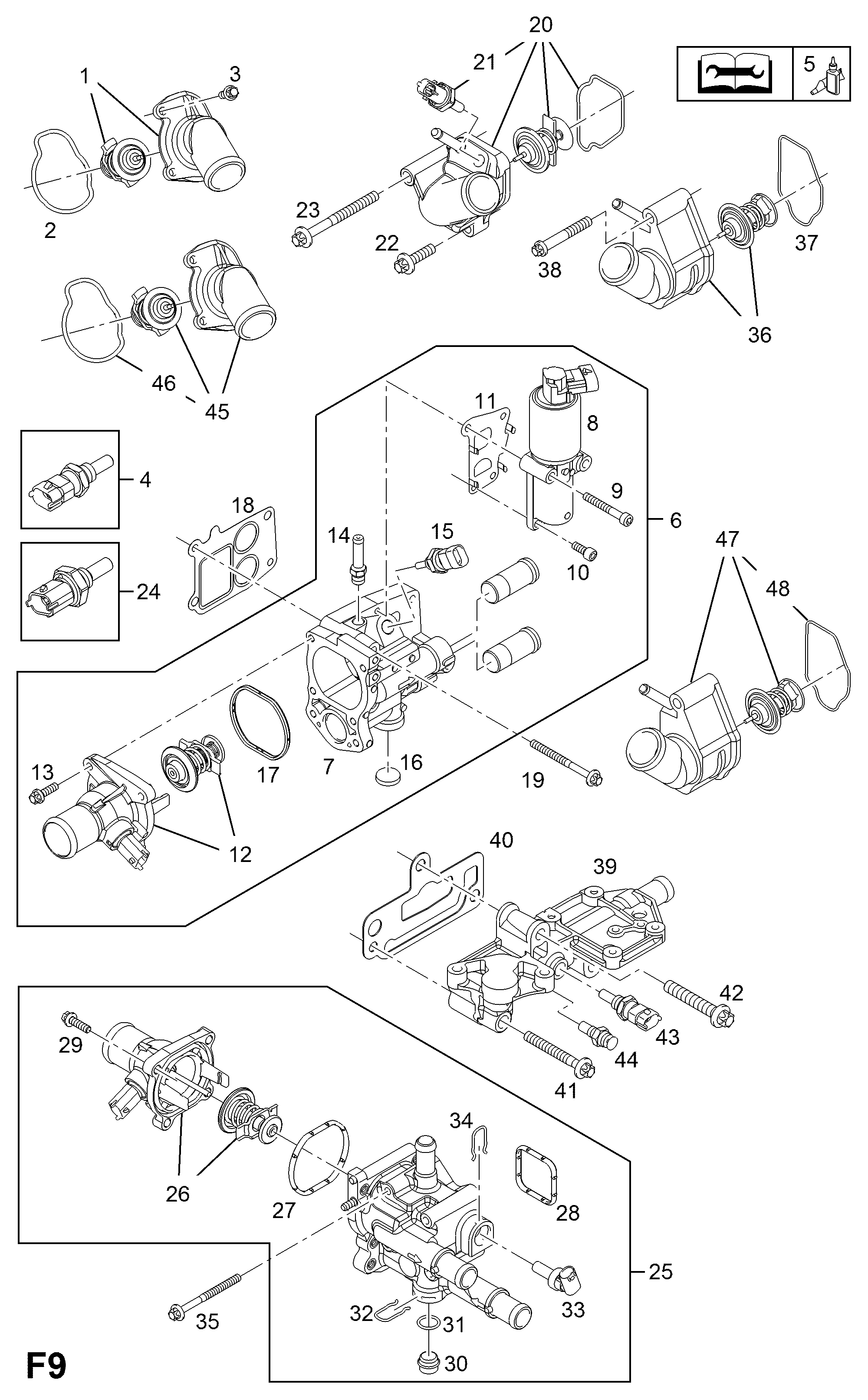 Opel 63 38 047 - Термостат, охладителна течност vvparts.bg