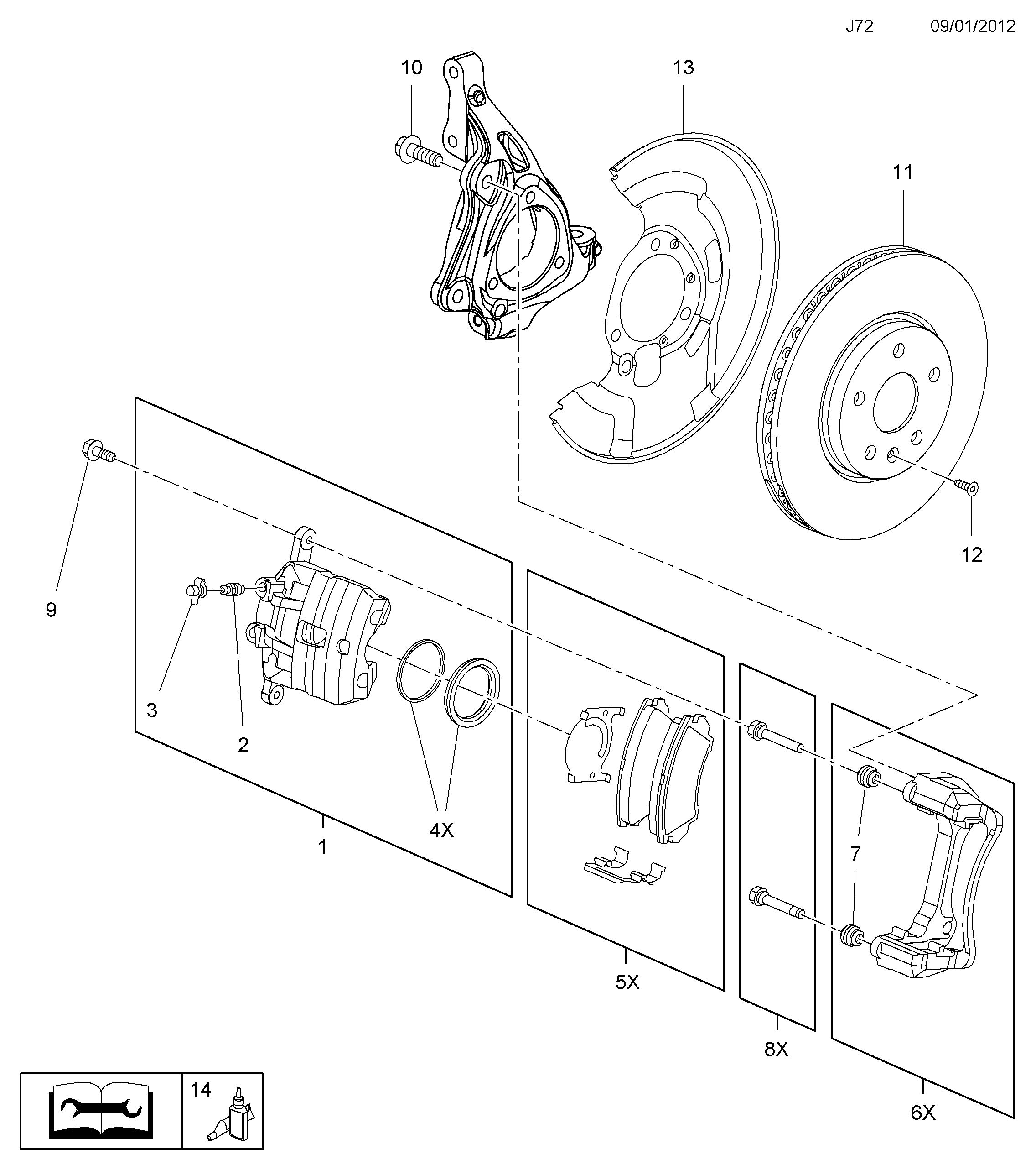 Vauxhall 5 42 157 - HOUSING, WITH PISTON, FRONT DISC CALIPER, RH (EXCHANGE PART 9552 vvparts.bg