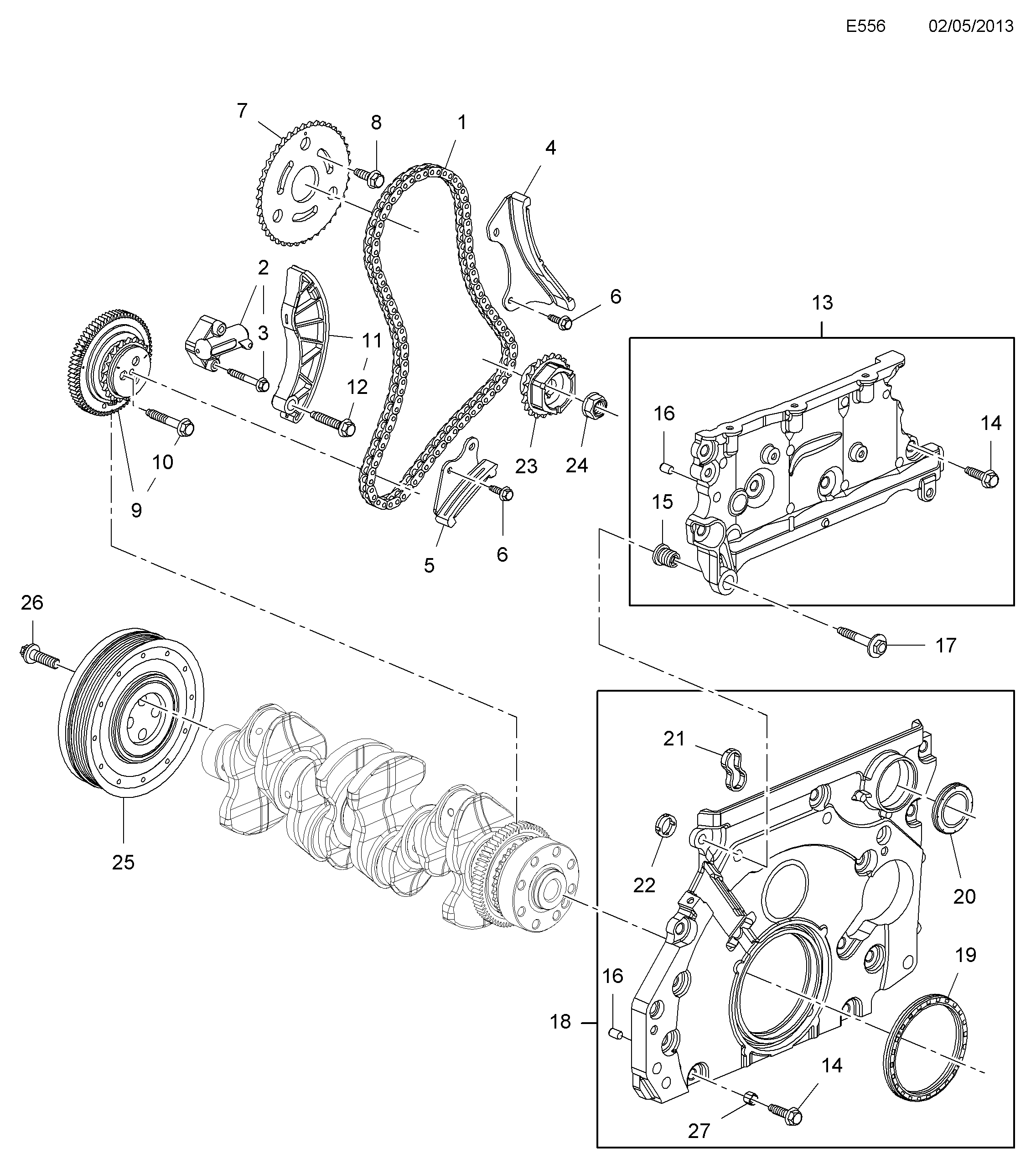 Opel 636453 - Комплект ангренажна верига vvparts.bg