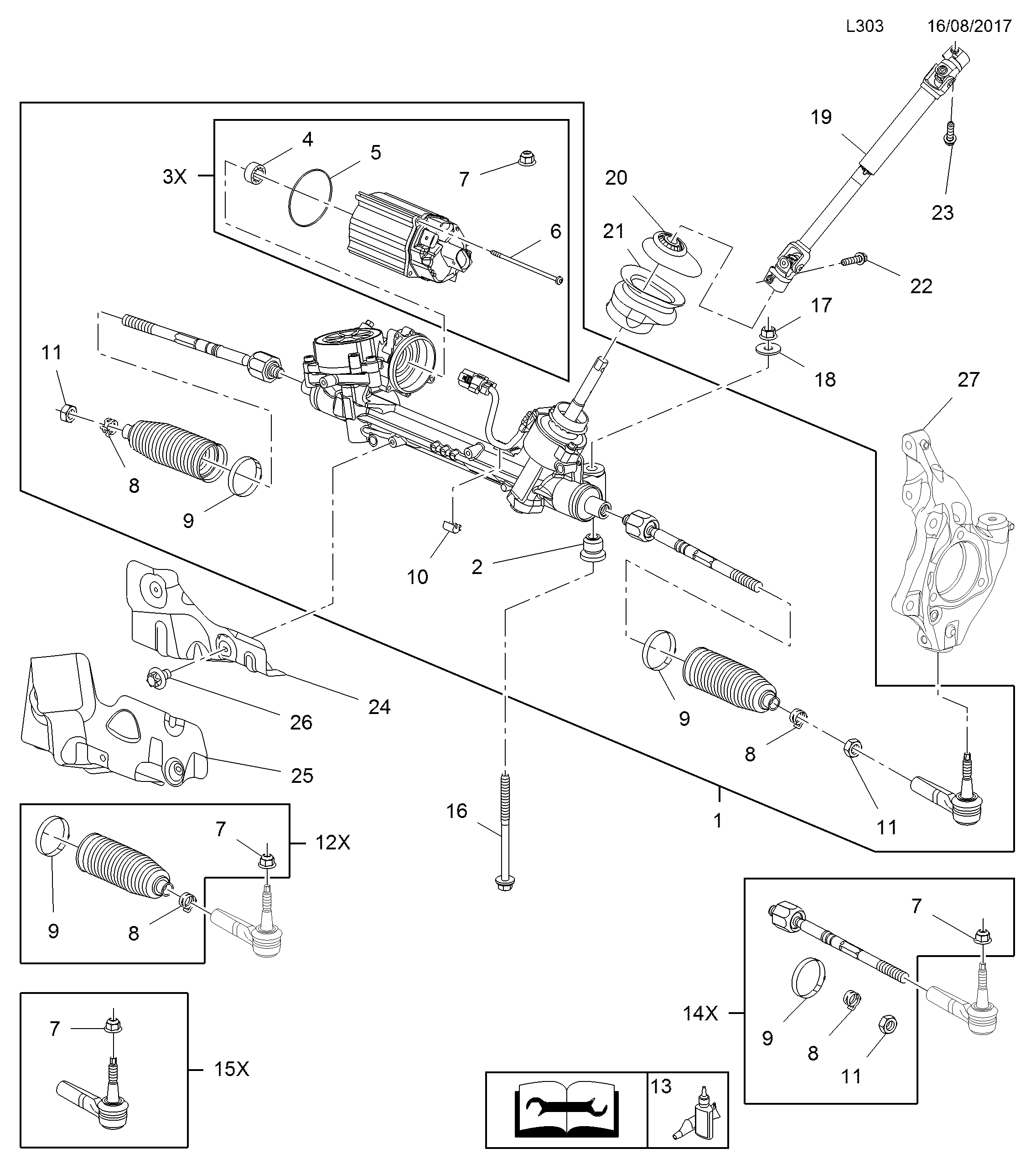 Opel 16 09 182 - Комплект маншон, кормилно управление vvparts.bg