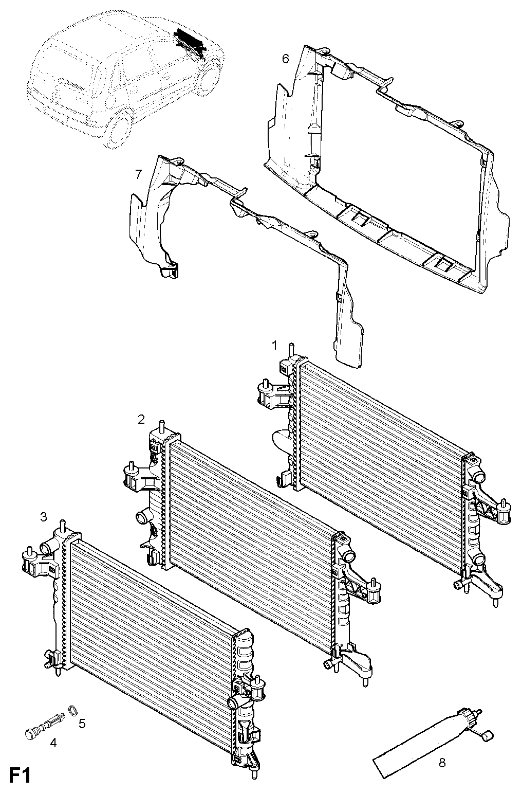 Vauxhall 13 00 259 - Радиатор, охлаждане на двигателя vvparts.bg