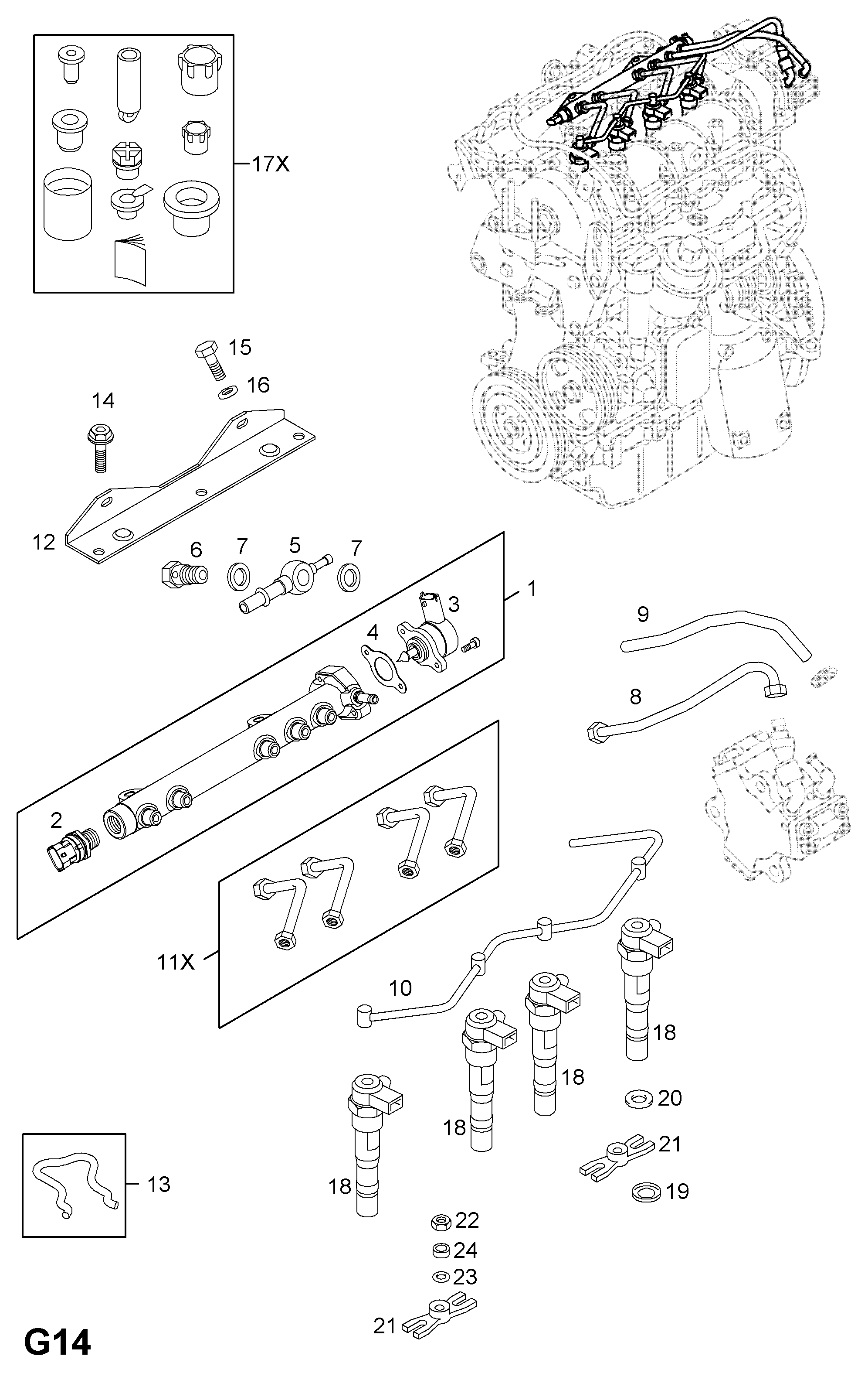 Opel 58 21 088 - Комплект дюза с държач vvparts.bg