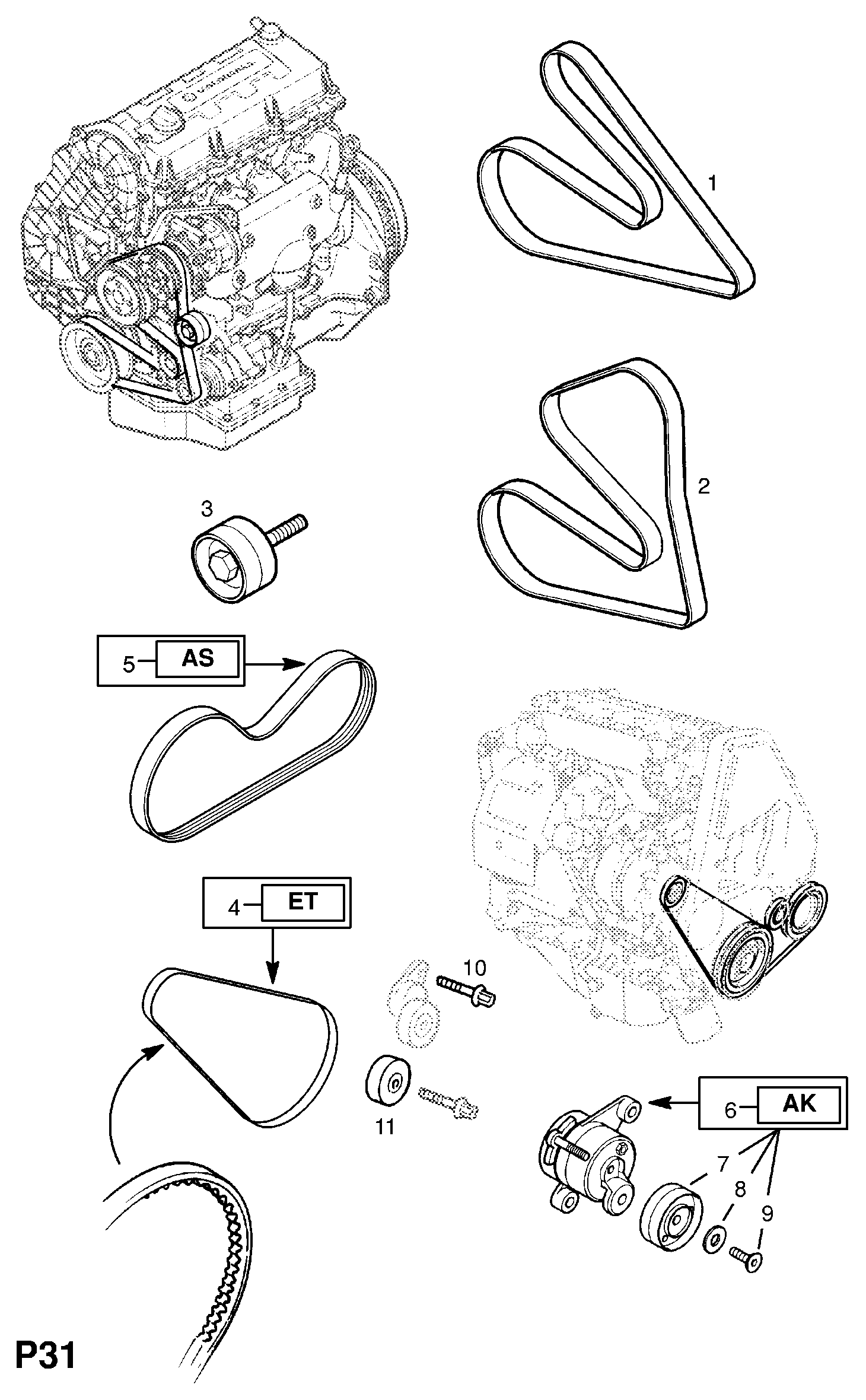 Opel 1204853 - Ремъчен обтегач, пистов ремък vvparts.bg