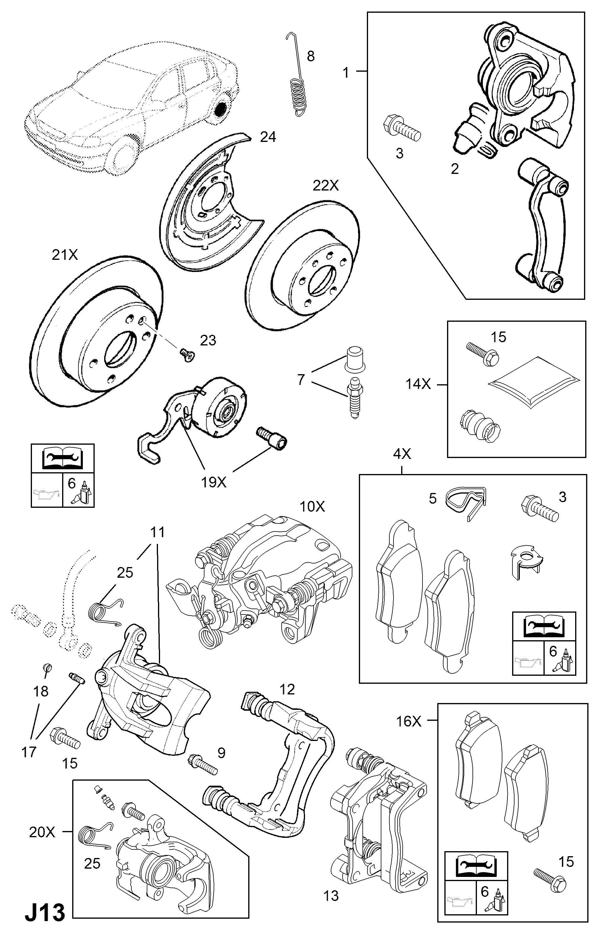 Vauxhall 16 05 114 - Комплект оси за спирачен апарат vvparts.bg