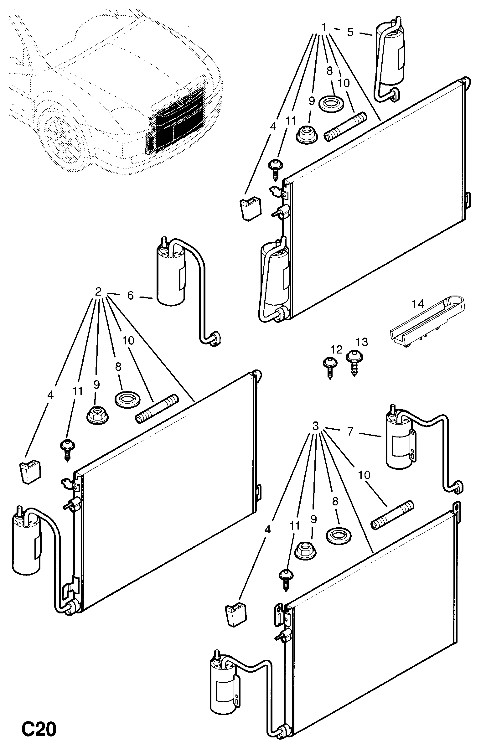 Opel 18 50 076 - Кондензатор, климатизация vvparts.bg