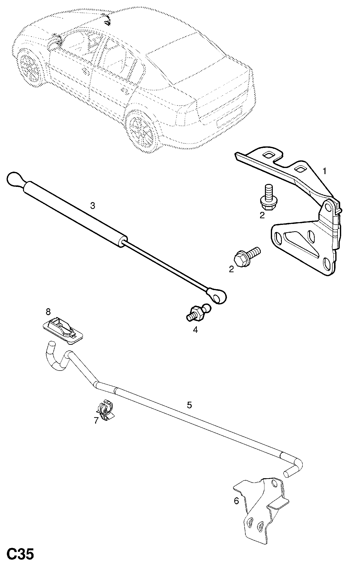 Opel 1178224 - Газов амортисьор, капак на двигателя vvparts.bg