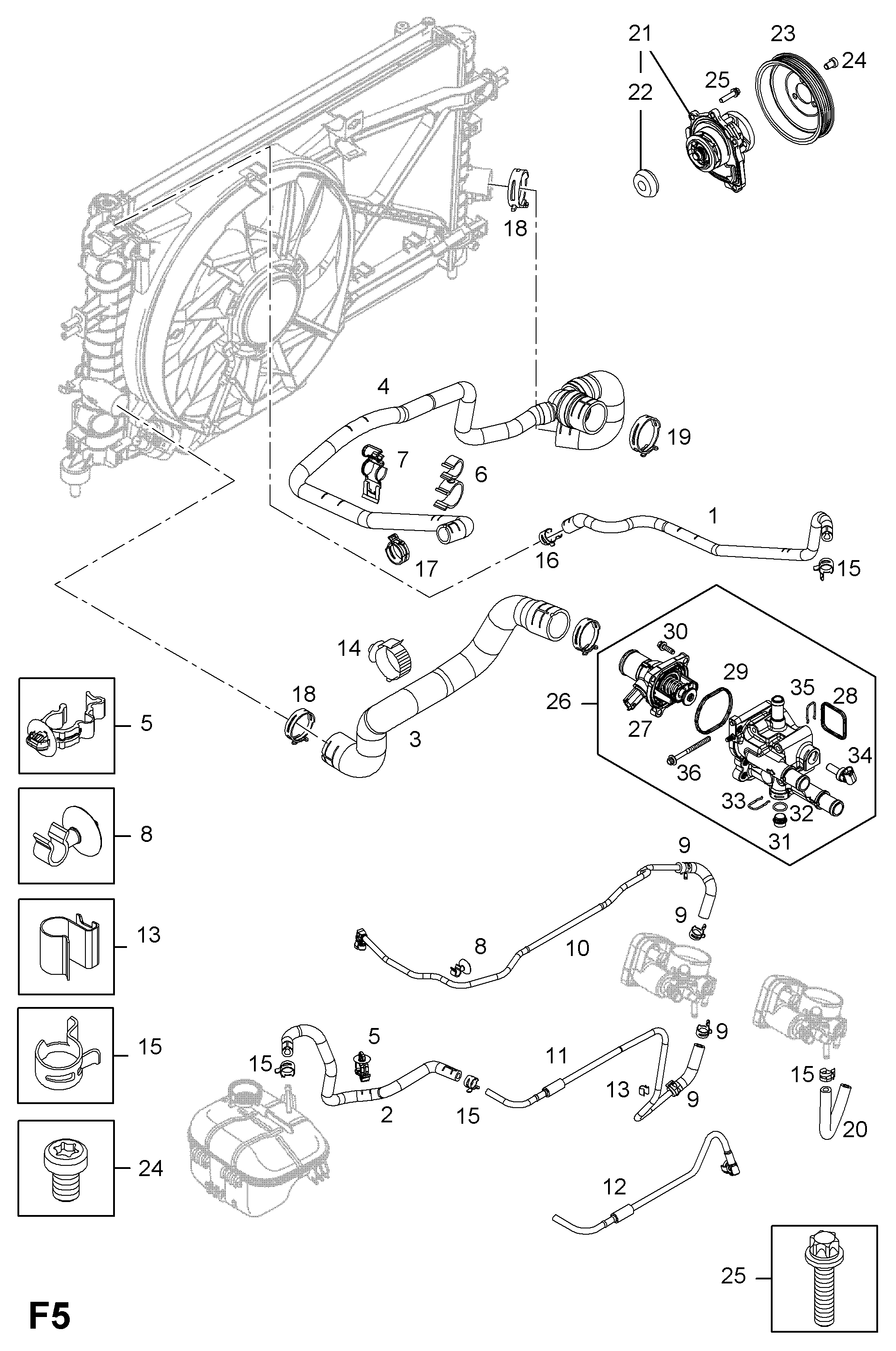 Opel 63 38 044 - Термостат, охладителна течност vvparts.bg