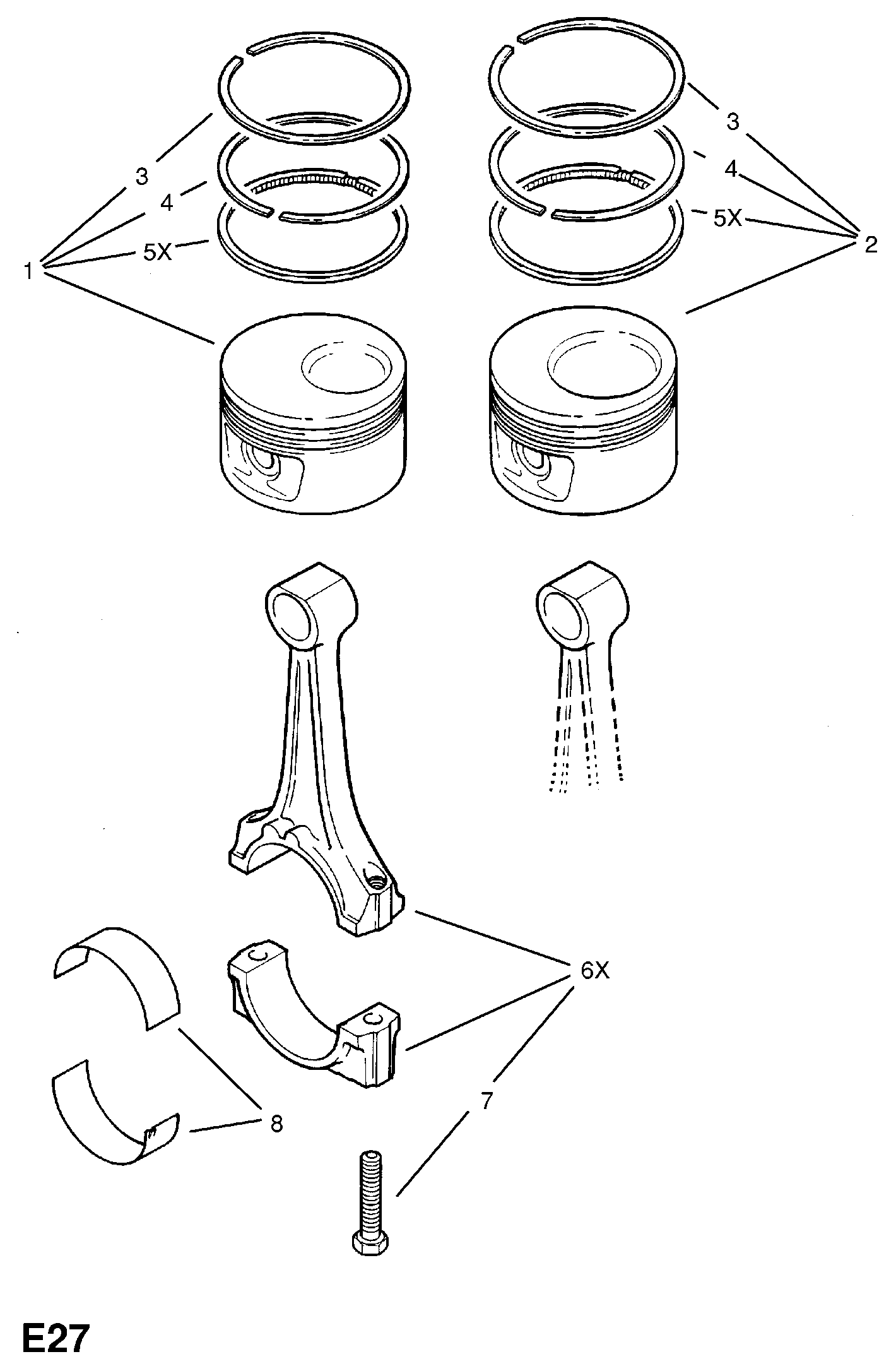 Opel 630 105 - Комплект сегменти vvparts.bg