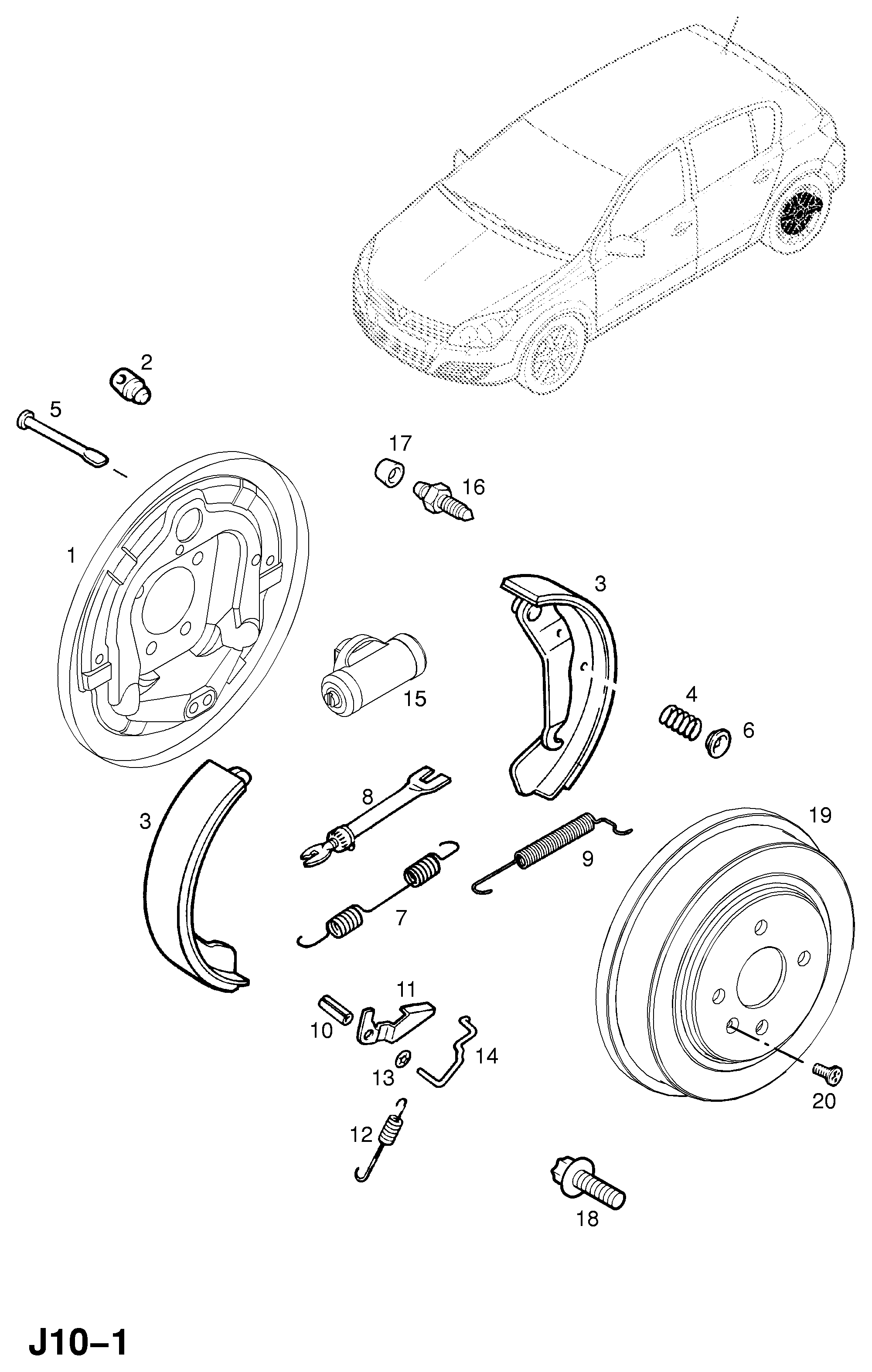 Vauxhall 1605969 - Комплект спирачна челюст vvparts.bg