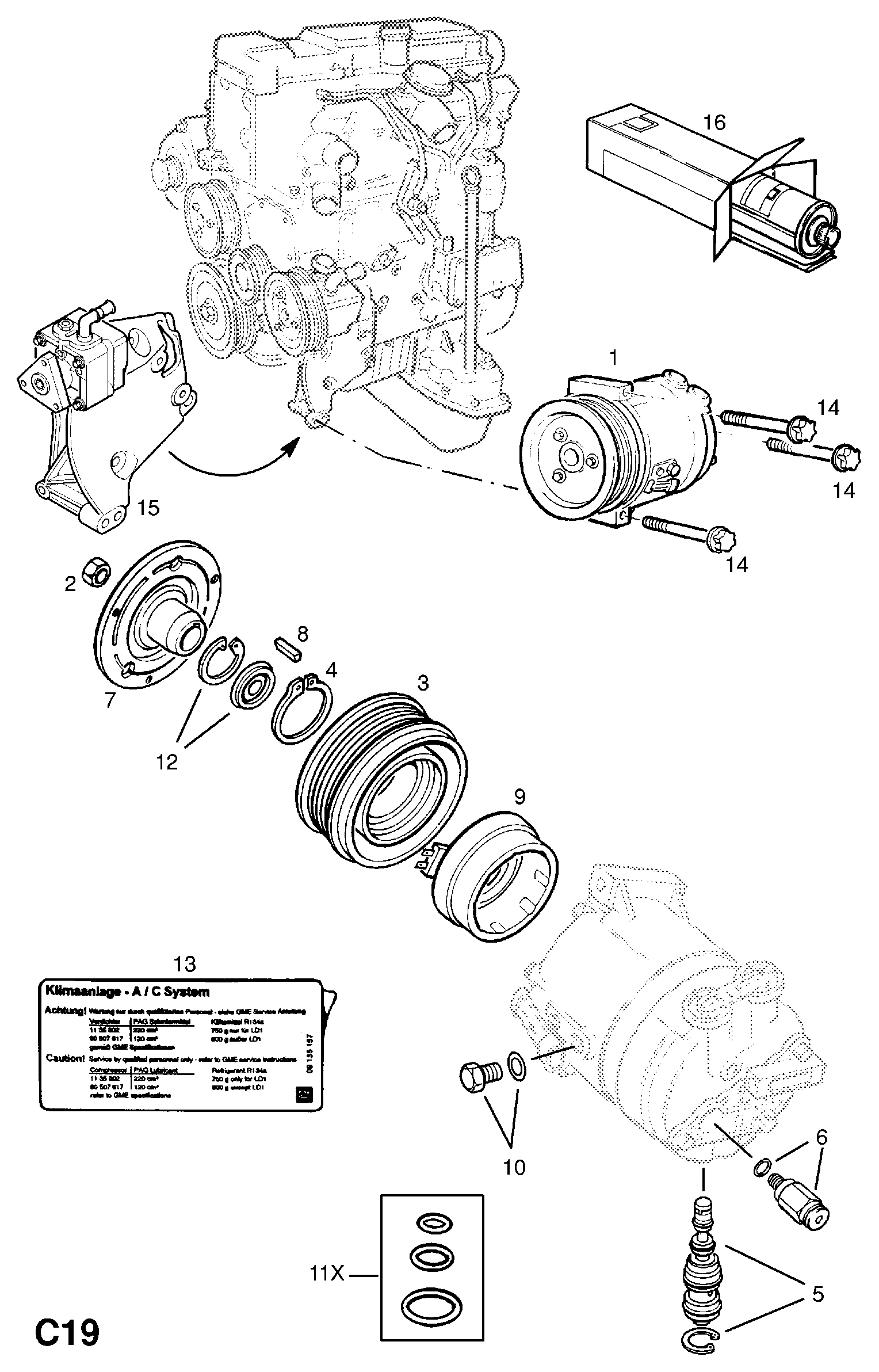 Vauxhall 1840996 - Компресор, климатизация vvparts.bg