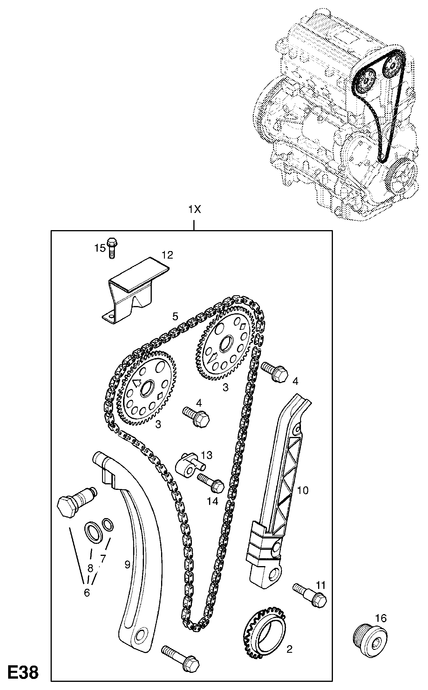 Opel 636 988 - Комплект ангренажна верига vvparts.bg