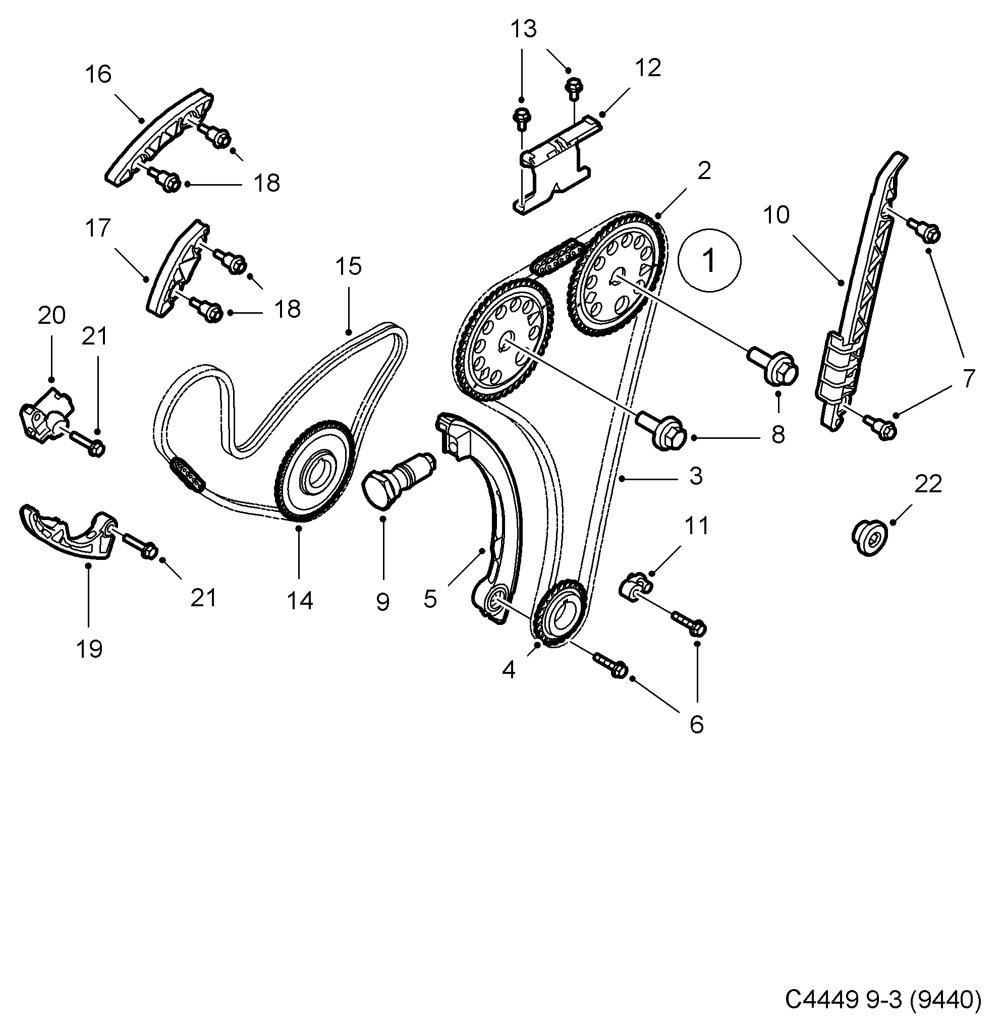 Vauxhall 90537336 - Комплект ангренажна верига vvparts.bg