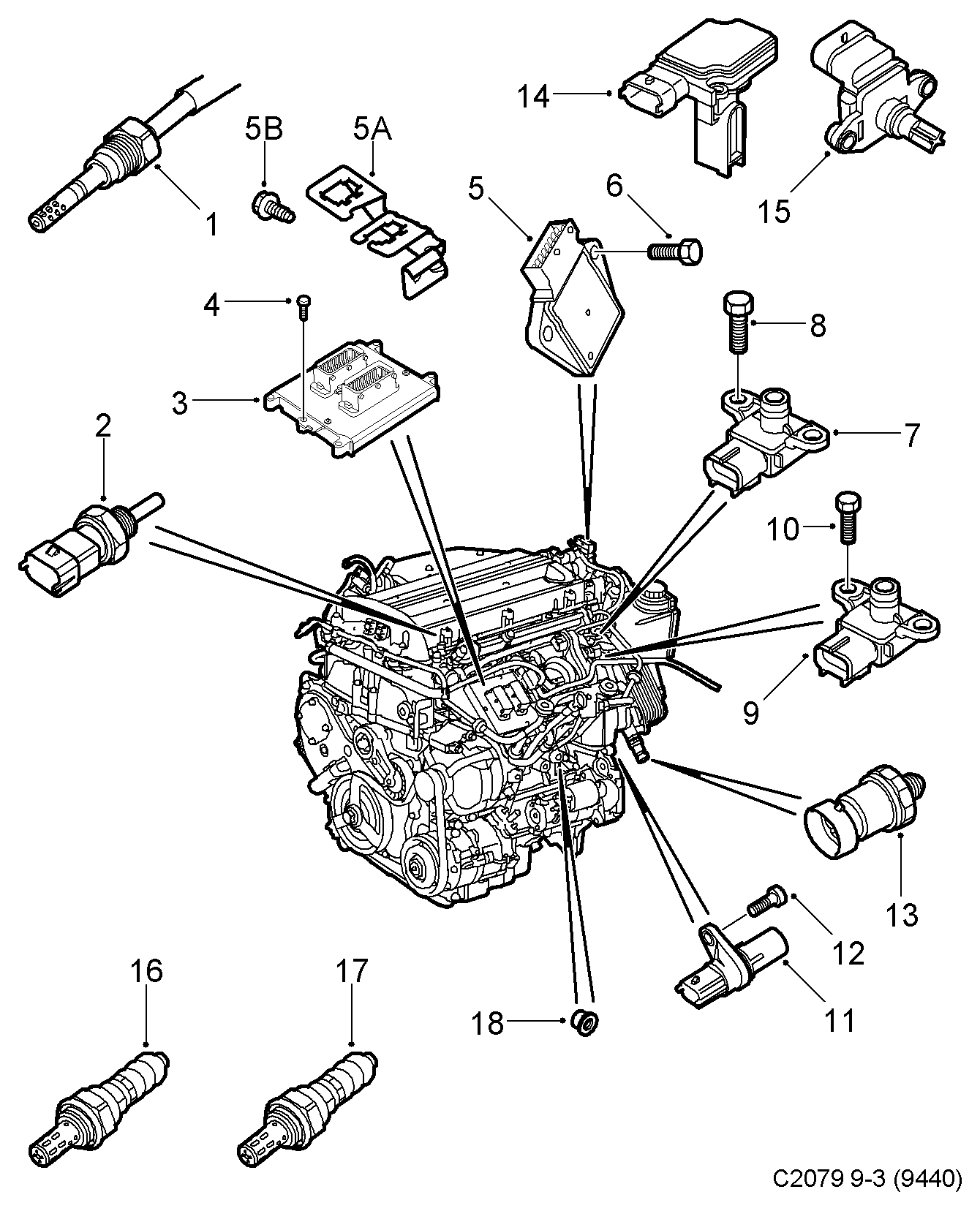 Volvo 55 353 149 - SENSOR, OXYGEN, WITH HARNESS, FRONT EXHAUST PIPE (POSITION 2) vvparts.bg