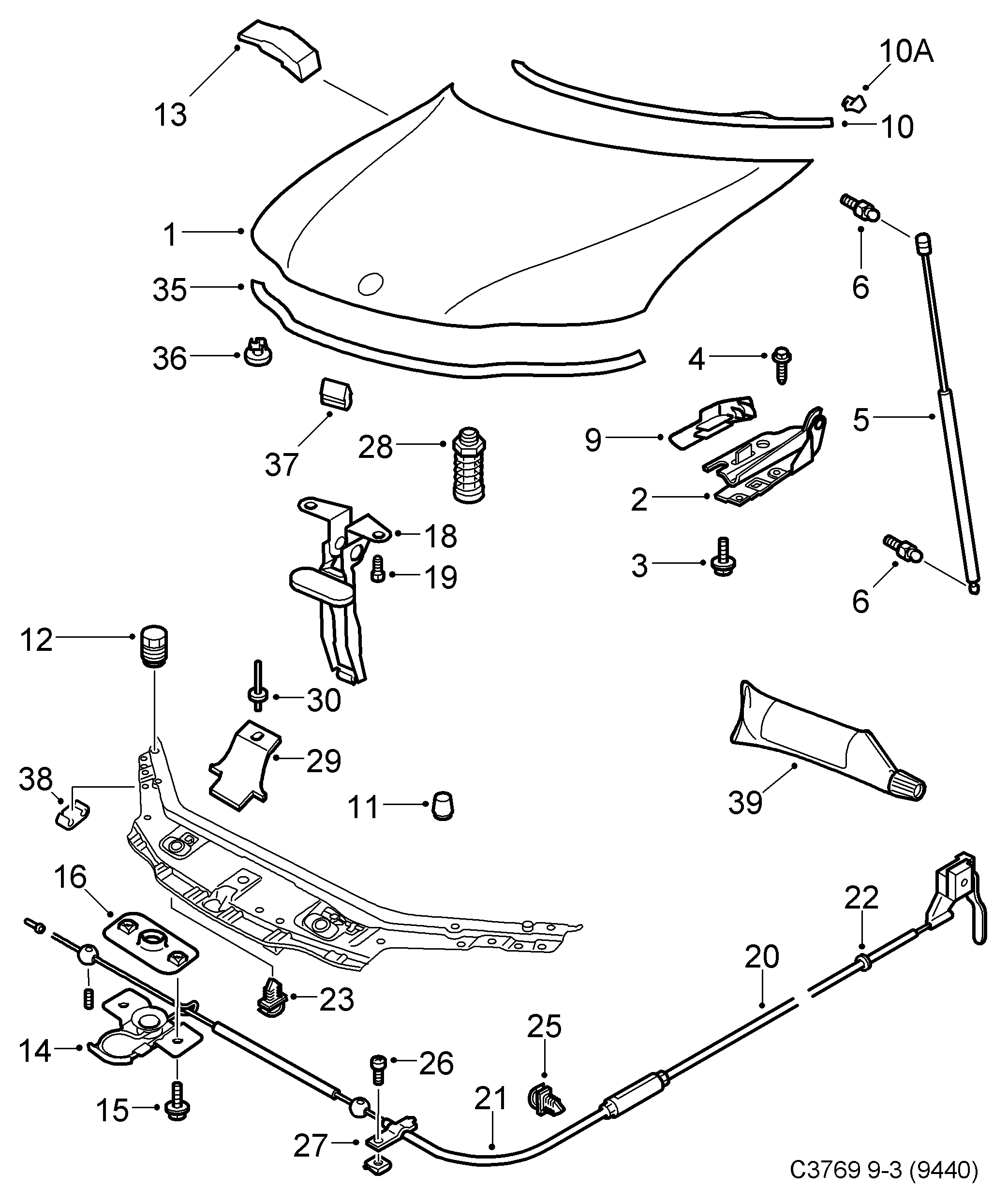 SAAB 12785021 - Газов амортисьор, капак на двигателя vvparts.bg