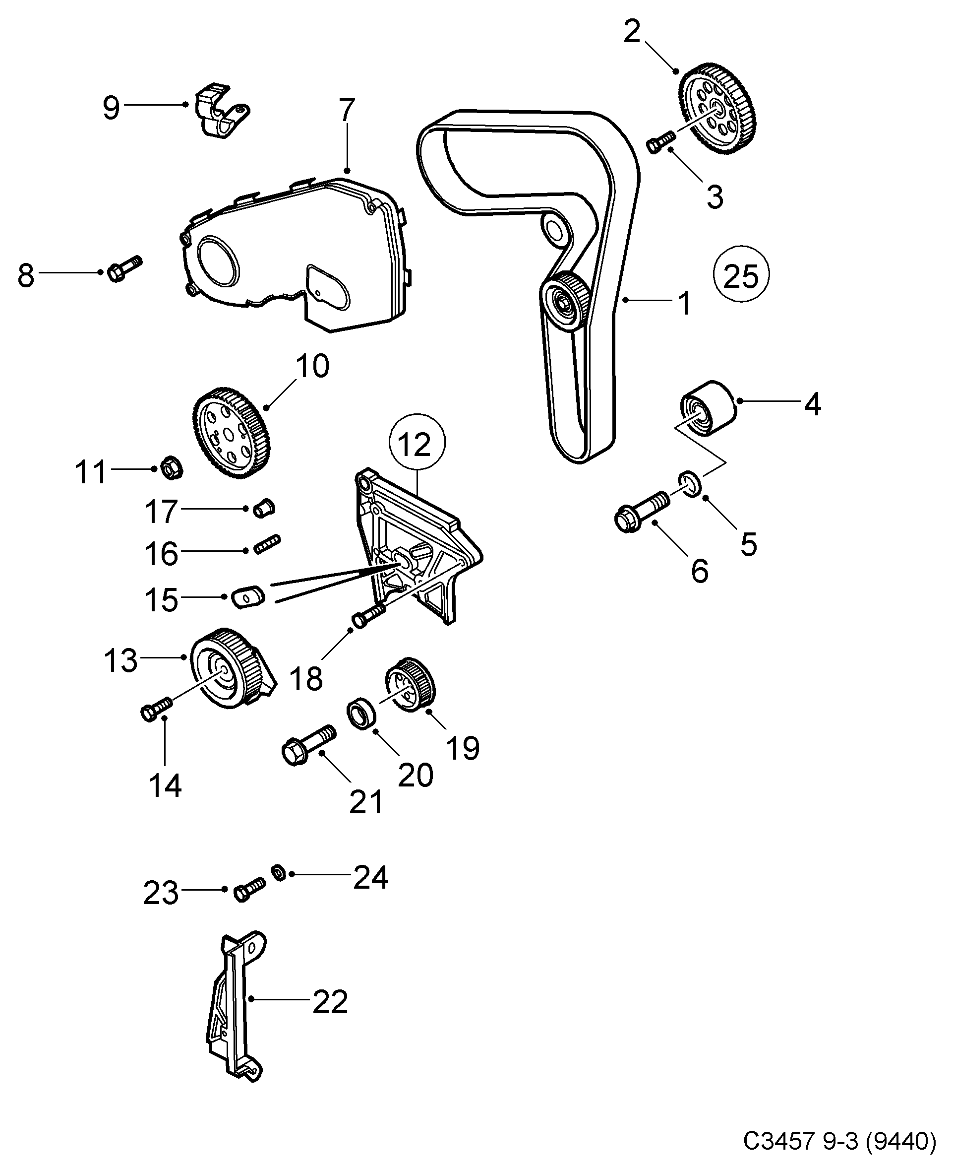 SAAB 93 17 8807 - Паразитна / водеща ролка, зъбен ремък vvparts.bg