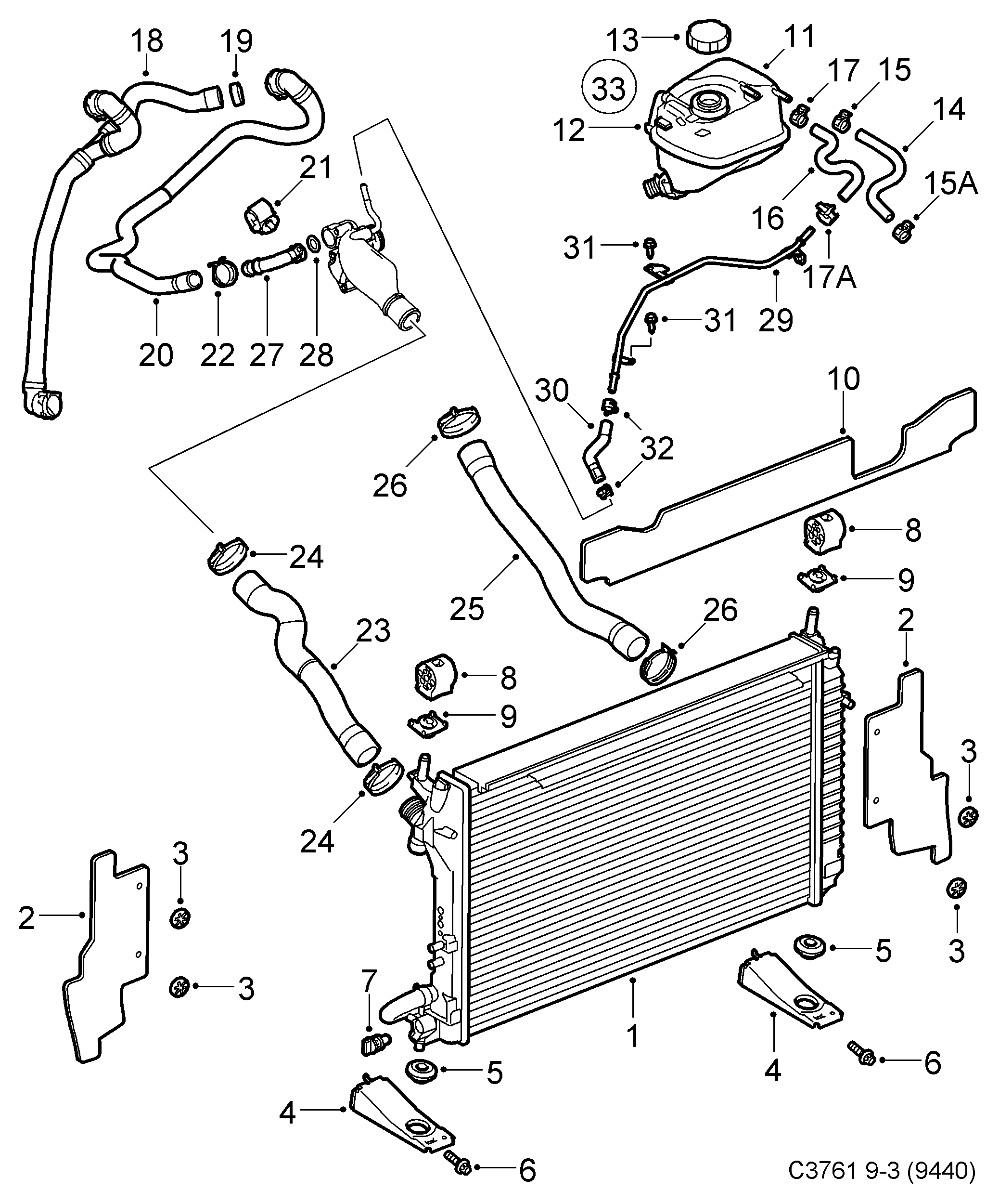 Pontiac 12805055 - Радиатор, охлаждане на двигателя vvparts.bg