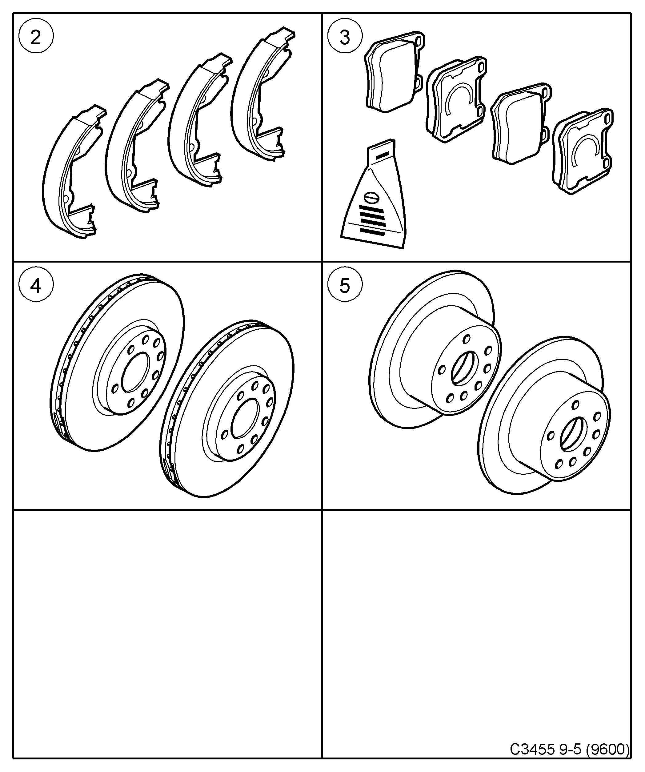 SAAB 4836441 - Комплект спирачна челюст, ръчна спирачка vvparts.bg