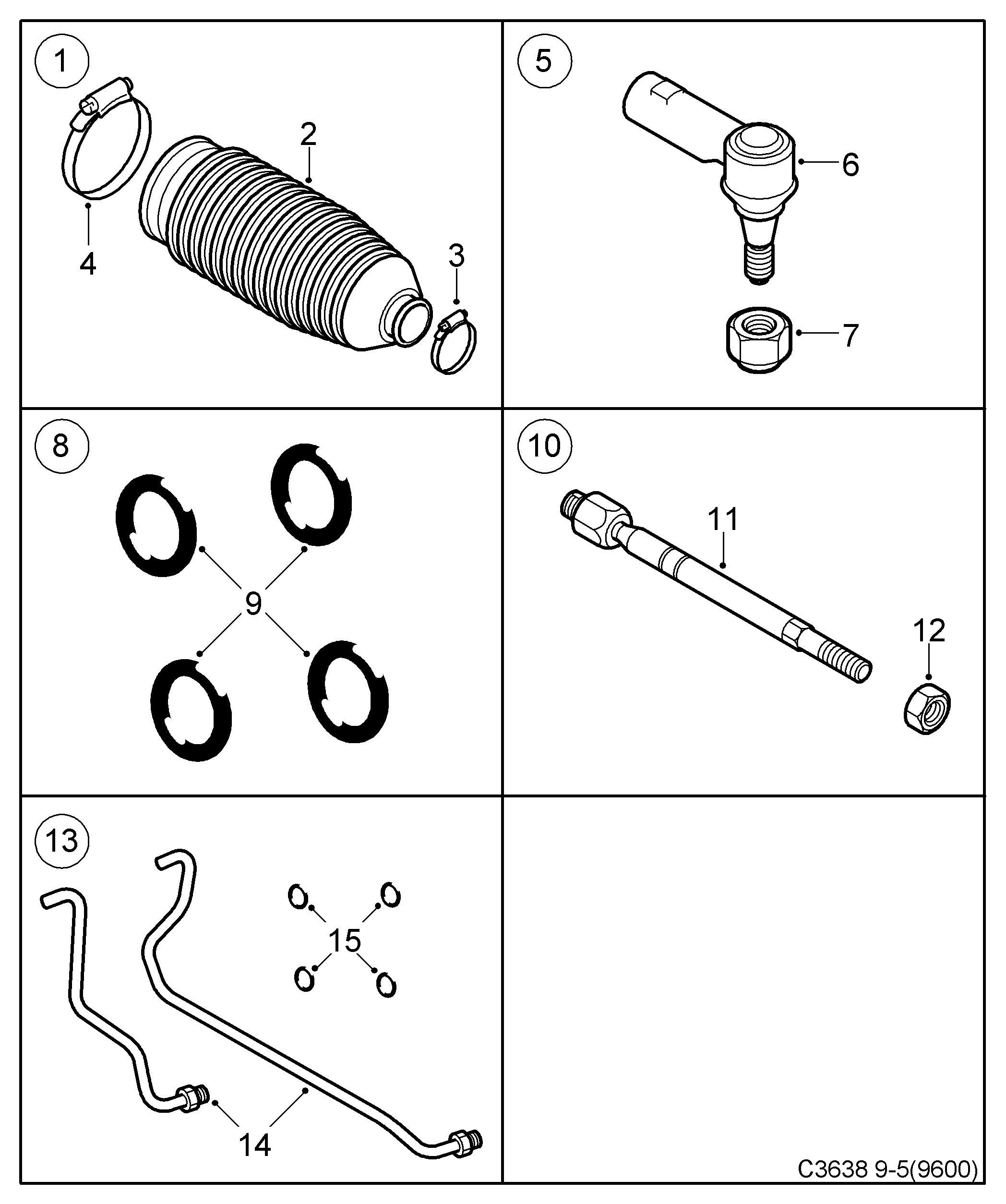 SAAB 5233424 - Аксиален шарнирен накрайник, напречна кормилна щанга vvparts.bg