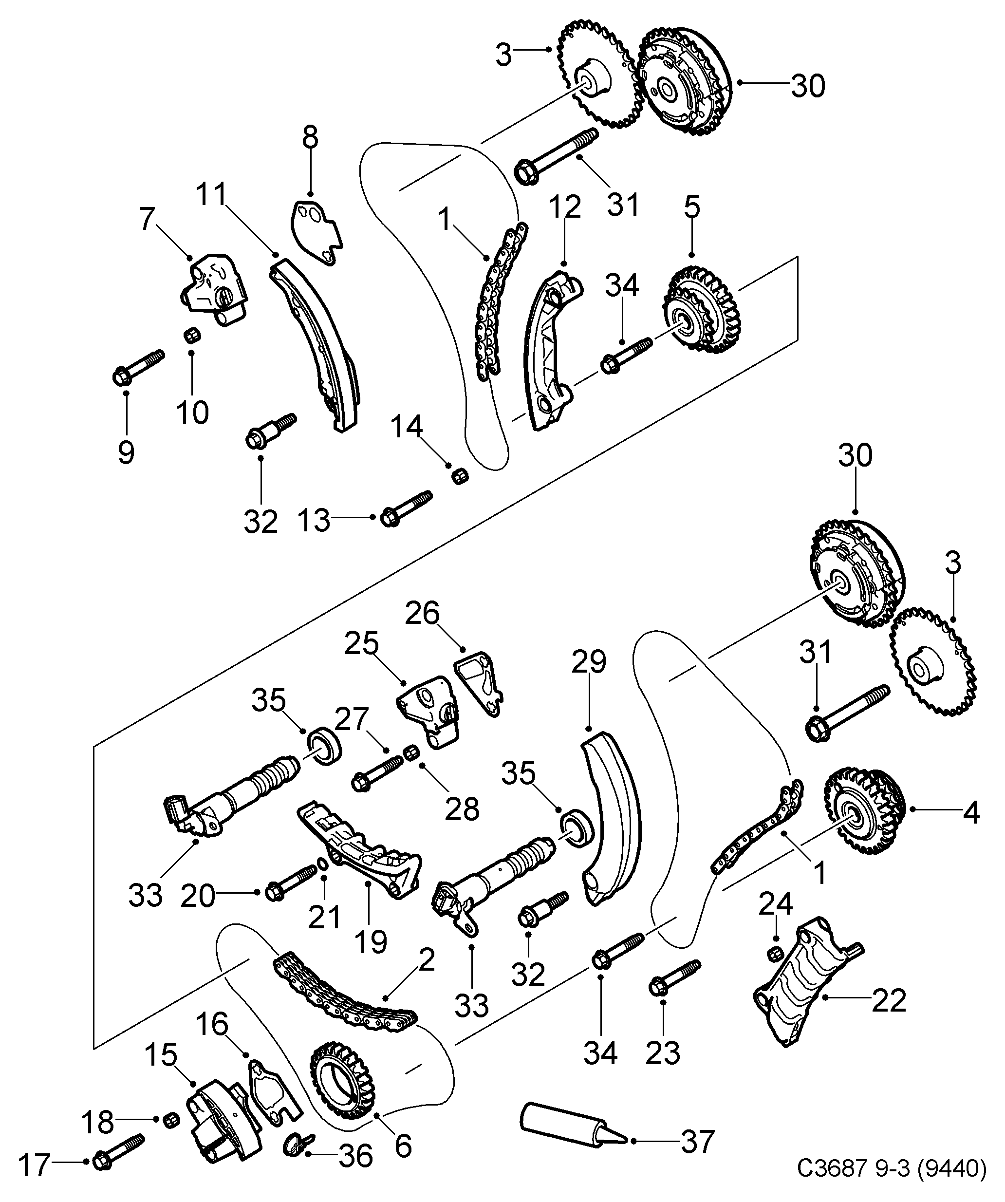 General Motors 12623514 - Направляваща шина (плъзгач), ангренажна верига vvparts.bg