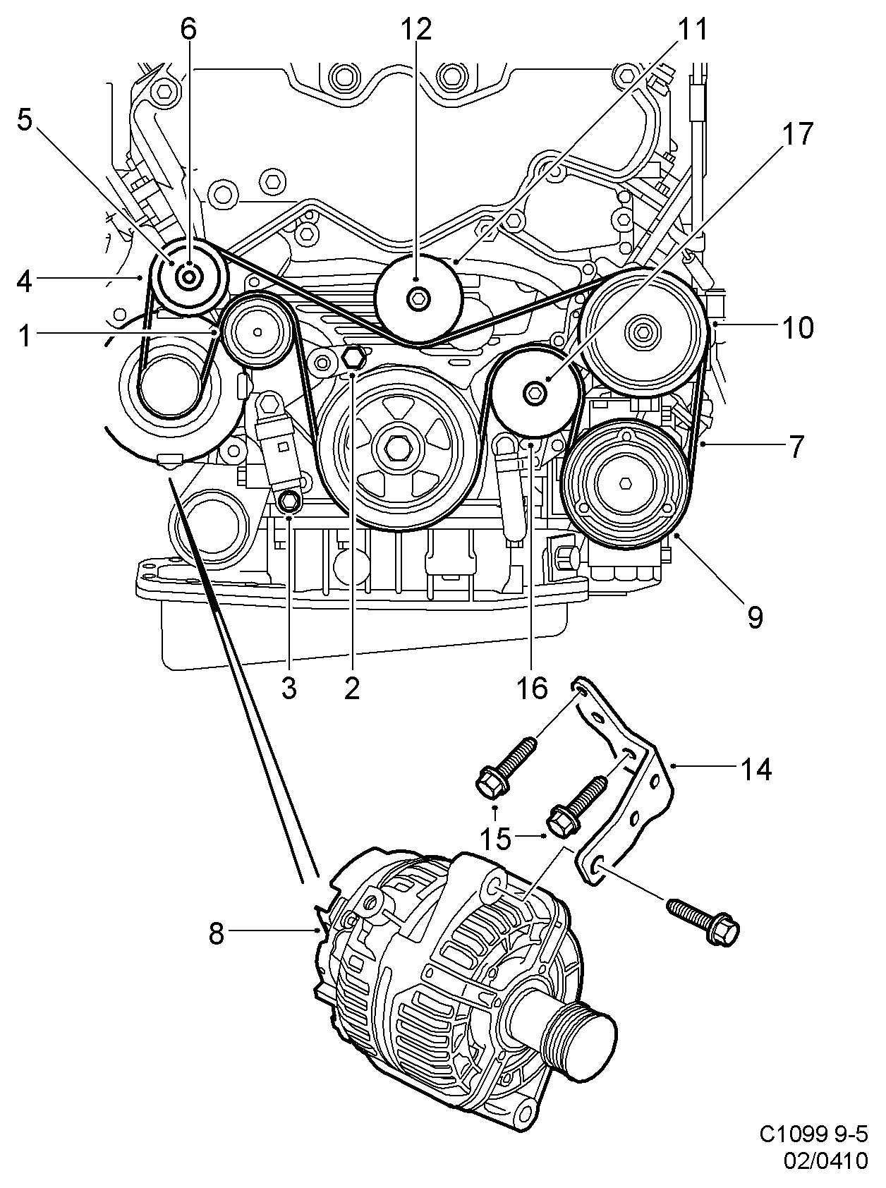 SAAB 59 54 771 - Ремъчен обтегач, пистов ремък vvparts.bg