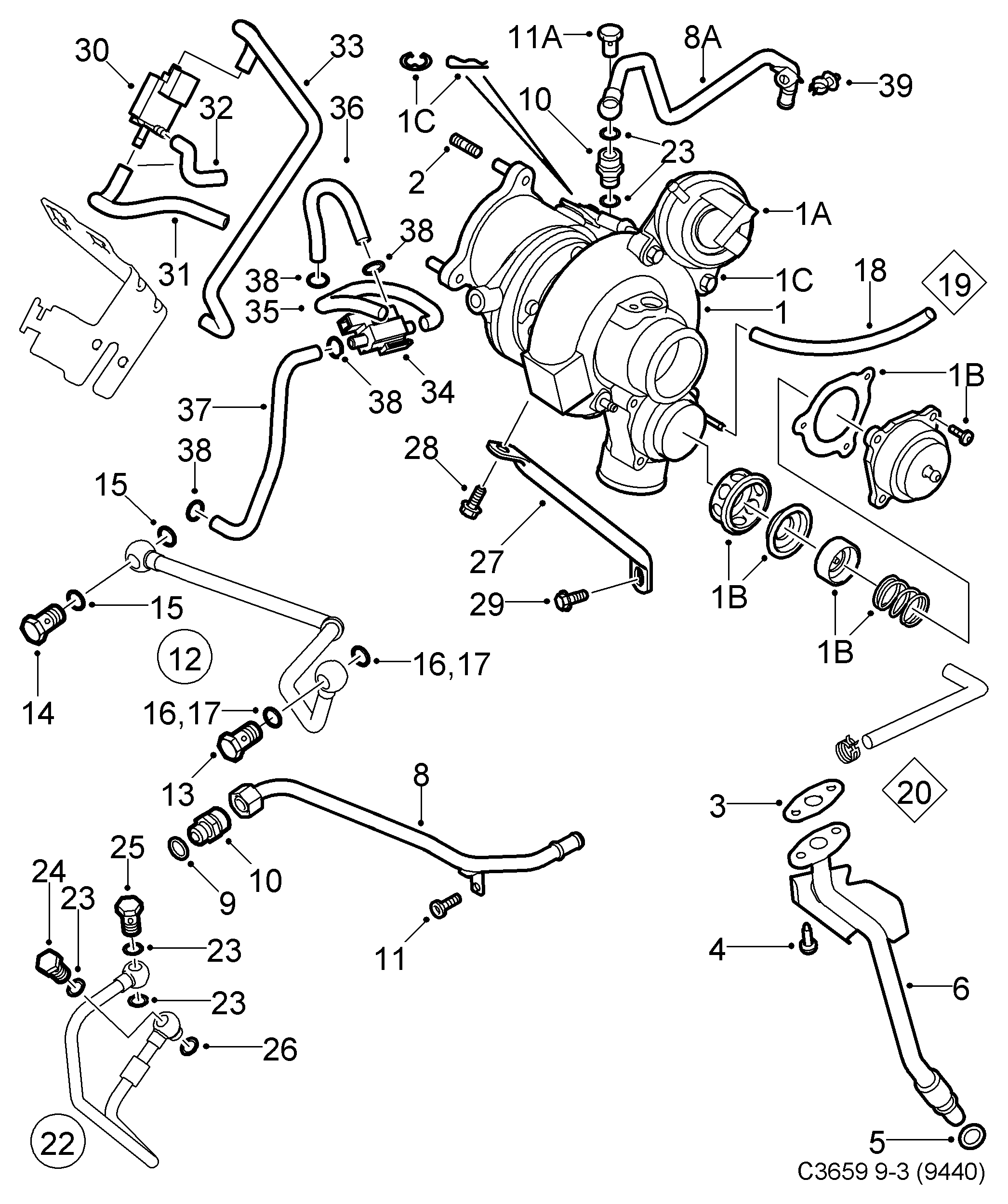 SAAB 12755106* - Турбина, принудително пълнене с въздух vvparts.bg